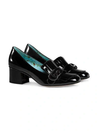 Shop Gucci Black Marmont 50 Patent Leather Pumps