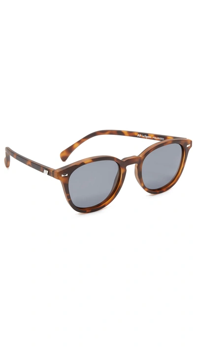 Shop Le Specs Bandwagon Sunglasses In Matte Tort/smoke Mono