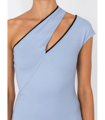 Shop Mugler Light Blue Cut Out One-shoulder Dress