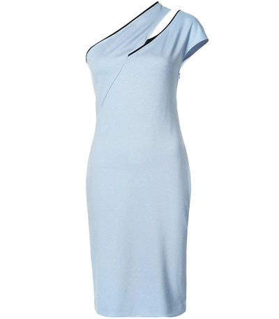 Shop Mugler Light Blue Cut Out One-shoulder Dress