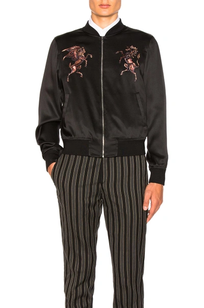 Shop Alexander Mcqueen Embroidered Bomber In Black