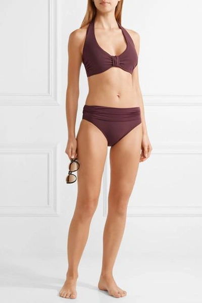 Shop Heidi Klein Body Ruched Fold-over Bikini Briefs In Burgundy