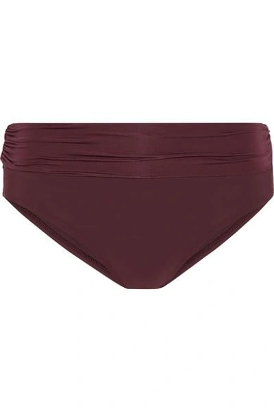 Shop Heidi Klein Body Ruched Fold-over Bikini Briefs In Burgundy