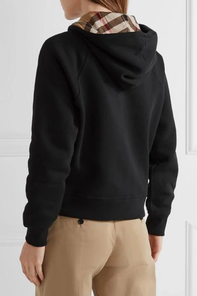 Shop Burberry Cotton-blend Jersey Hooded Top In Black