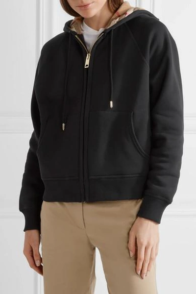 Shop Burberry Cotton-blend Jersey Hooded Top In Black