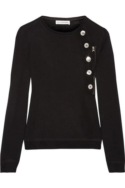 Shop Altuzarra Collier Button-embellished Merino Wool Sweater