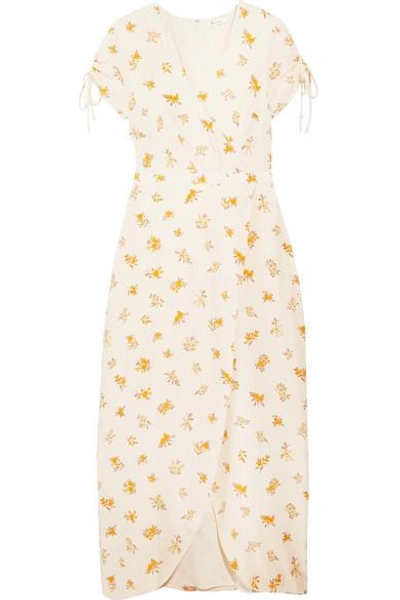 Shop Madewell Wrap-effect Floral-print Silk Crepe De Chine Dress In Us4