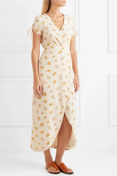 Shop Madewell Wrap-effect Floral-print Silk Crepe De Chine Dress In Us4