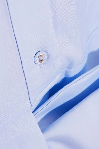 Shop Victoria Victoria Beckham Asymmetric Bow-detailed Cotton Shirt In Blue