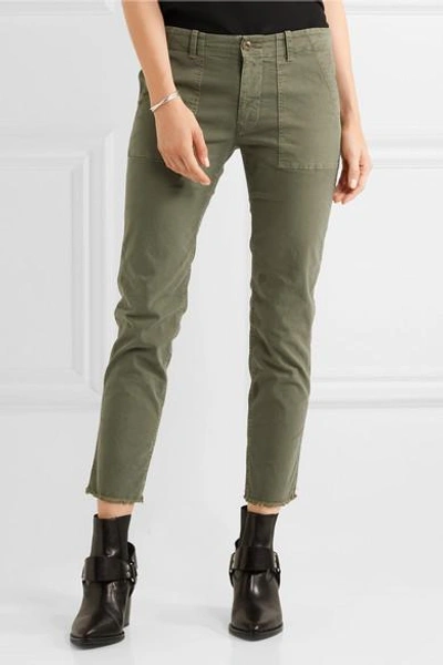 Shop Nili Lotan Jenna Cropped Stretch-cotton Twill Slim-leg Pants In Usd