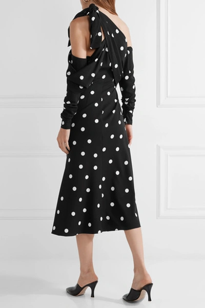 Shop Monse Cold-shoulder Polka-dot Silk-blend Crepe Midi Dress