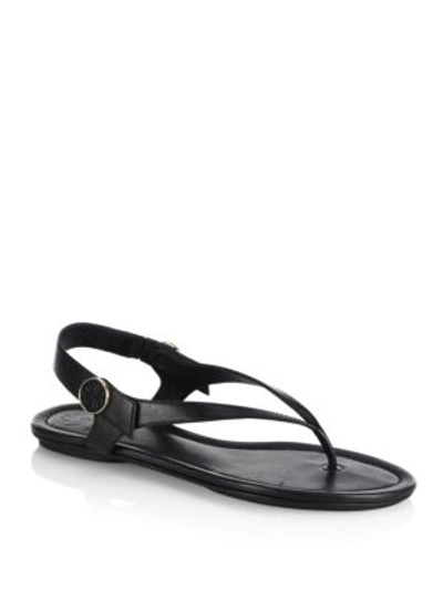 Shop Tory Burch Minnie Leather Travel Sandals In Black