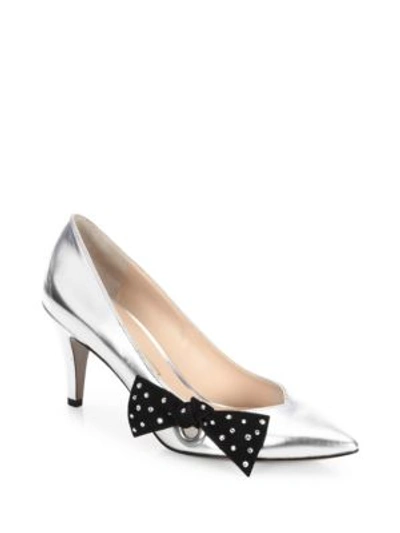 Marc By Marc Jacobs Daryl Leather Pointy Toe Pumps In Silver