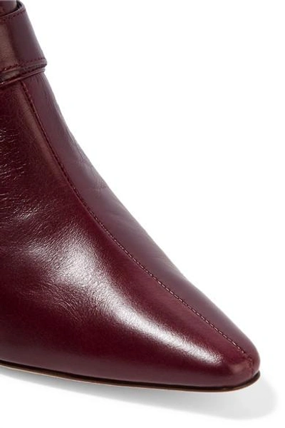 Shop Dorateymur Saloon Buckled Leather Ankle Boots In Burgundy