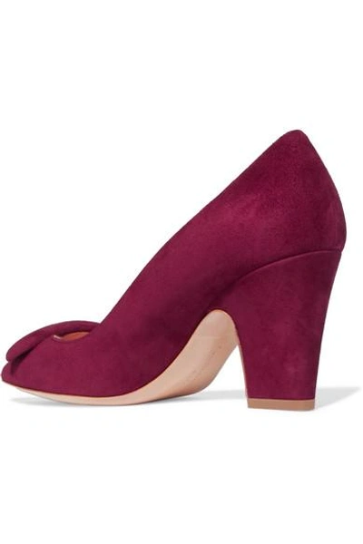 Shop Rupert Sanderson Pierrot Suede Pumps In Burgundy