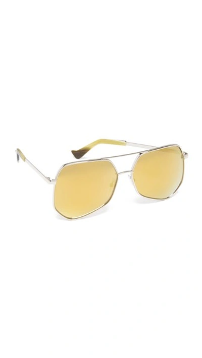Grey Ant Megalast Geometric Aviator Sunglasses, Silver/gold