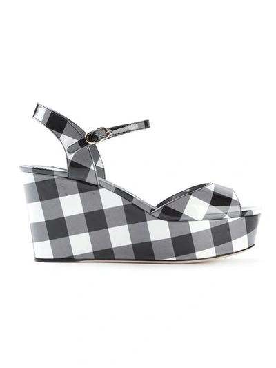 Shop Dolce & Gabbana Check Wedge Sandals