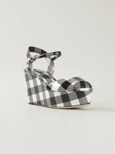 Shop Dolce & Gabbana Check Wedge Sandals