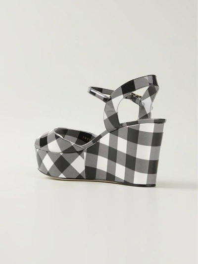 Shop Dolce & Gabbana Check Wedge Sandals