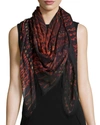 dressing gownRTO CAVALLI PRINTED VOILE SCARF, SCARLET