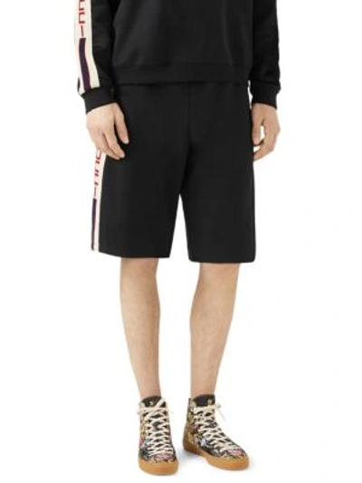 Shop Gucci Technical Jersey Shorts In Black