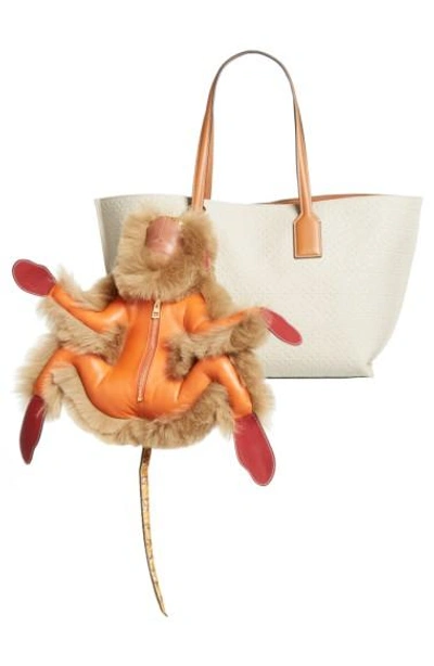 Shop Loewe Genuine Shearling & Snakeskin Monkey Bag Charm In Orange