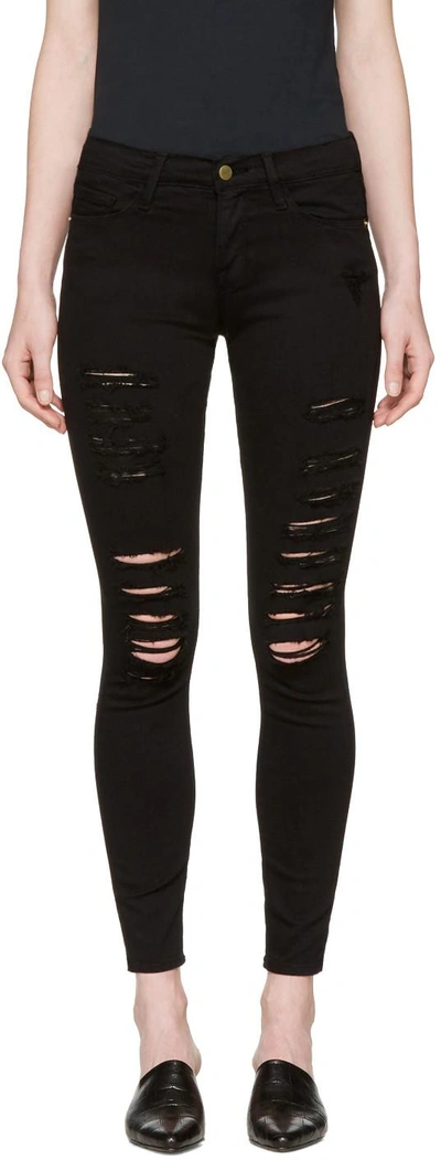 Shop Frame Black Le Skinny De Jeanne Jeans In Film Noir