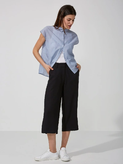 Shop Frank + Oak Sleeveless Cotton-voile Kimono Shirt In Light Blue