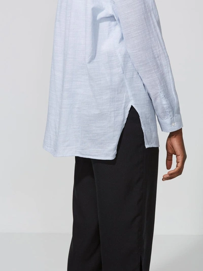 Shop Frank + Oak Oversized Striped Cotton-voile Shirt In Light Blue