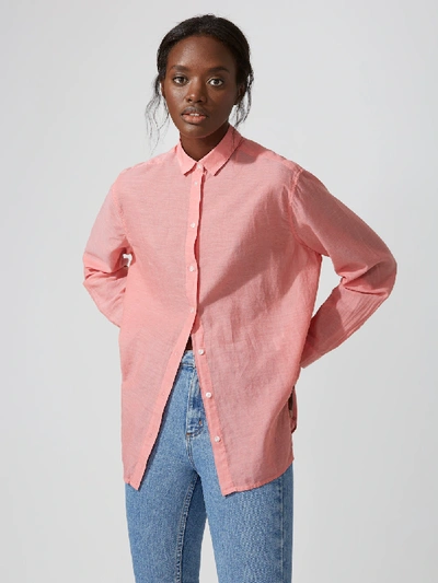 Shop Frank + Oak Oversized Cotton-voile Shirt In Coral
