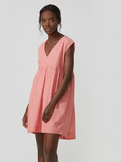 Shop Frank + Oak Cotton-voile Babydoll Dress In Coral