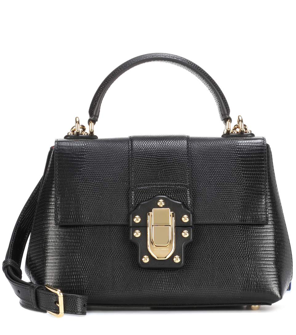Dolce & Gabbana Lucia Small Embossed Leather Shoulder Bag In Black ...