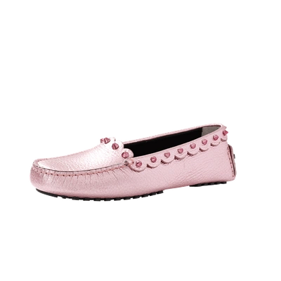 Shop Fendi Metallic Spike Loafer In Pink