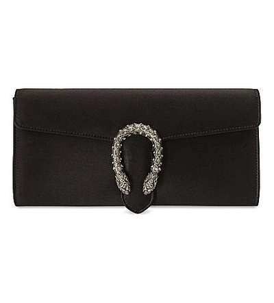 Shop Gucci Dionysus Velvet Clutch In Black