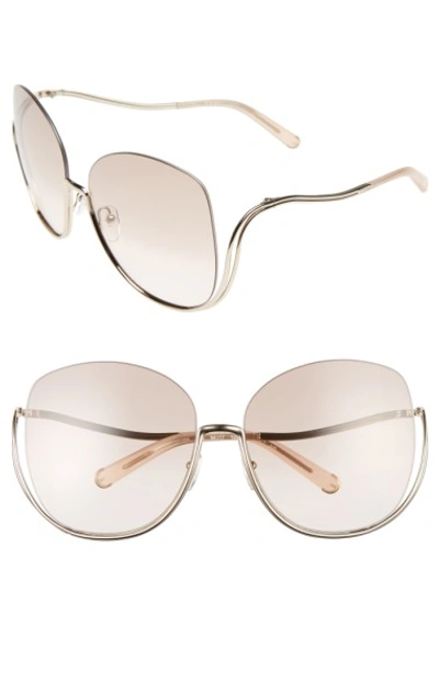 Chloé Women's Milla Oversized Round Sunglasses, 64mm In Gold/peach Gradient