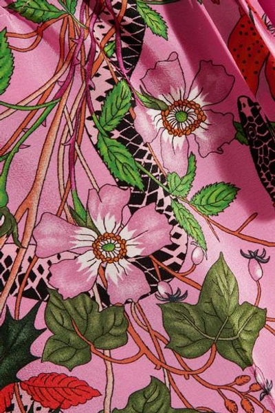 Shop Gucci Printed Silk Crepe De Chine Wide-leg Pants In Pink