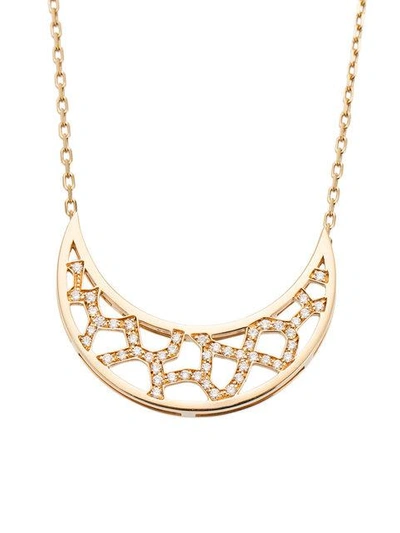 Shop Noor Fares 18kt Yellow Gold Crescent Desert Moon Pendant Necklace In Metallic