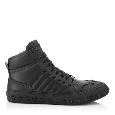 Shop Jimmy Choo Cassius Black Sport Calf High Top Trainers With Stars