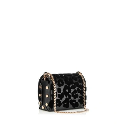 Shop Jimmy Choo Lockett Petite Black Spazzolato With Embroidered Velvet Leopard Print Shoulder Bag