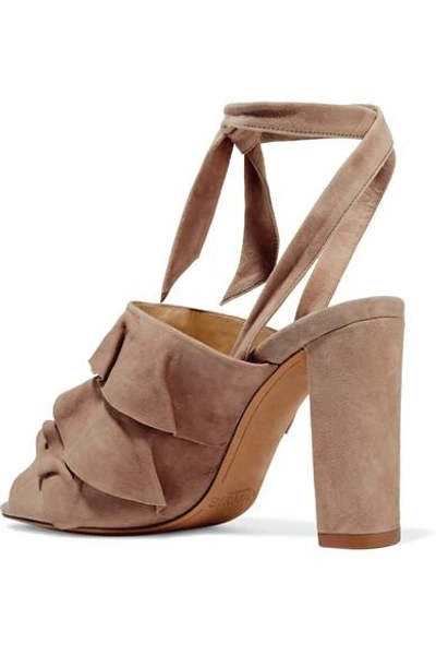 Shop Alexandre Birman Barbara Ruffled Suede Sandals