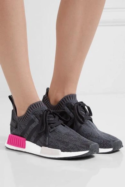 Shop Adidas Originals Nmd R1 Rubber-paneled Primeknit Sneakers