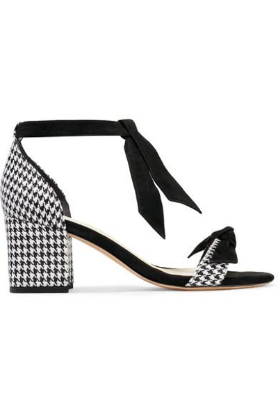 Shop Alexandre Birman Clarita Bow-embellished Houndstooth Canvas And Suede Sandals