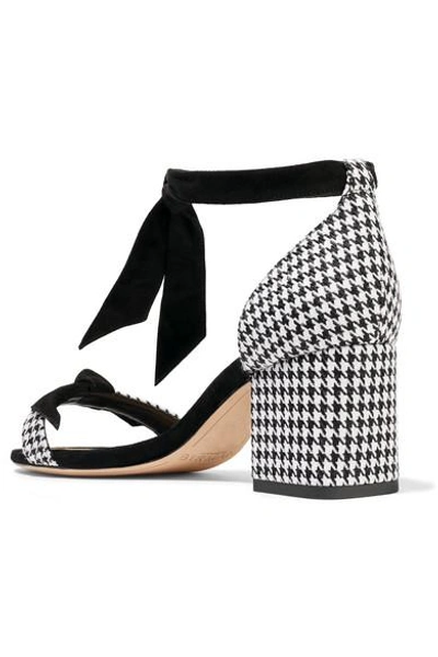 Shop Alexandre Birman Clarita Bow-embellished Houndstooth Canvas And Suede Sandals