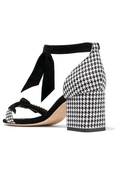 Alexandre Birman Clarita Bow-embellished Houndstooth Canvas And Suede Sandals