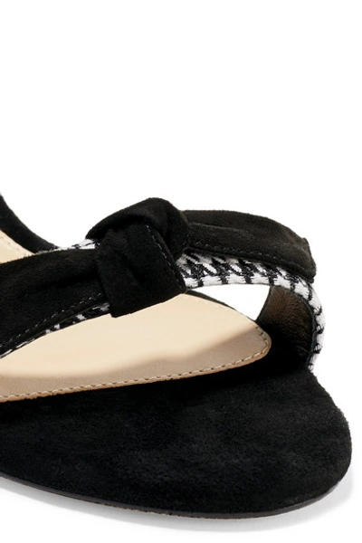 Alexandre Birman Clarita Bow-embellished Houndstooth Canvas And Suede Sandals