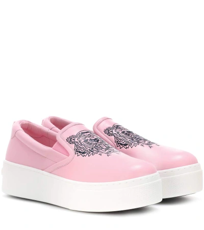 Kenzo Pink K-py Tiger Platform Slip-on Sneakers