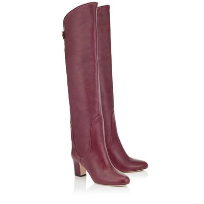 Shop Jimmy Choo Minerva 65 Vino Smooth Leather Pull On Boots