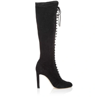 Shop Jimmy Choo Desiree 100 Black Cashmere Suede Knee High Boots