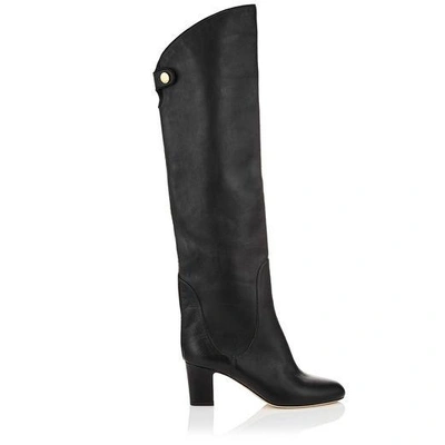 Shop Jimmy Choo Minerva 65 Black Smooth Leather Pull On Boots
