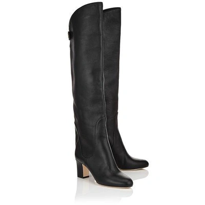 Shop Jimmy Choo Minerva 65 Black Smooth Leather Pull On Boots